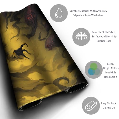 MTG Playmats(Stitched) 14x24in Compatible for OCG CCG RPG TCG Playmats with Card Zones Storage Bag (Devourer Night-No Zone) - color: Devourer Night-no Zone