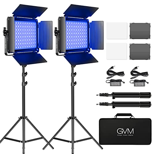 GVM RGB LED Video Light with Bluetooth Control, 360° Full Color 1000D PRO Video Lighting Kit with 736pcs Led Beads, 2 Packs Led Panel Light for YouTube Studio, Video Shooting, Conference, CRI 97+ - color: 1000D