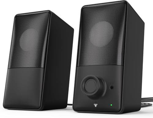 kstime Computer Speakers with Bluetooth 5.4, 14W Bass Reflex Stereo PC Speakers with 15° Tilted Design, USB Powered & AUX Inputs, Built-in Mic & Headphone Jack for Desktop, Laptop, and Phones