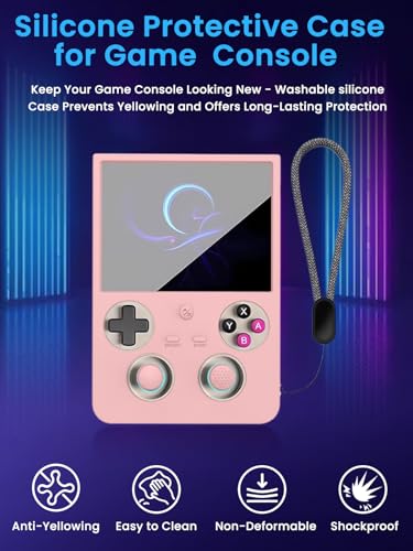 for ANBERNIC RG477V 4.7" Silicone Grip Case – Shockproof Non-Slip Full Protective Cover with Kickstand, Anti-Scratch Drop Protection Gaming Console Case (Pink