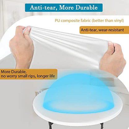 Double Design PU Round Tablecloth, Anti-Tear Wipeable Elastic Round Tablecloth, Soft-Touch Fitted Table Cloth, Waterproof Oil-Proof Table Cover (White, 49"-52" Round) - color: White, size: 51" (Round)