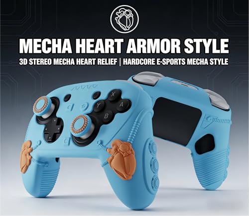 Steelheart Mecha Controller Cover, Non-Slip Soft Silicone Skin for Nintendo Switch 2 Pro, with Thumb Grips (Coastal Blue) - color: Coastal Blue