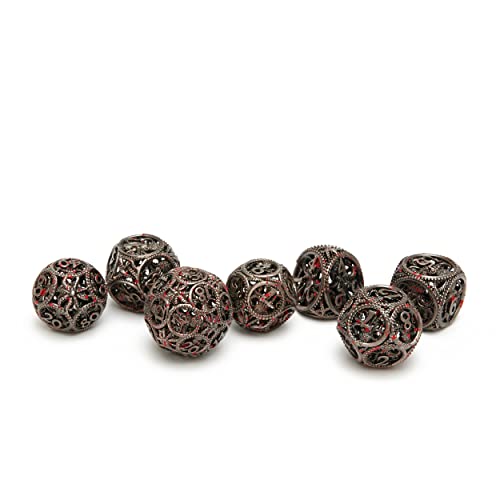 DND Dice,Hollow D&D Metal Dice,Unique Round Ball Design Octopus Dice with Gift Box for Dungeons & Dragon Gaming,7 PCs Steampunk Polyhedral D and D Dic (Ball Octopus Blood Spatter) - color: Ball Octopus Blood Spatter