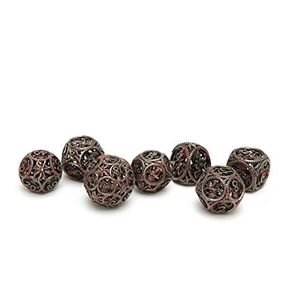 DND Dice,Hollow D&D Metal Dice,Unique Round Ball Design Octopus Dice with Gift Box for Dungeons & Dragon Gaming,7 PCs Steampunk Polyhedral D and D Dic (Ball Octopus Blood Spatter) - color: Ball Octopus Blood Spatter
