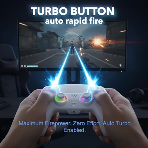 AureoPlay Wireless Controller Compatible with PS5/PS5 Slim/PS5 Pro/PC – RGB Gamepad with Hall Effect Joysticks, Dual Vibration, Six-Axis Motion Sensor, Touch Panel, Turbo & Programmable Buttons, Ergonomic Design