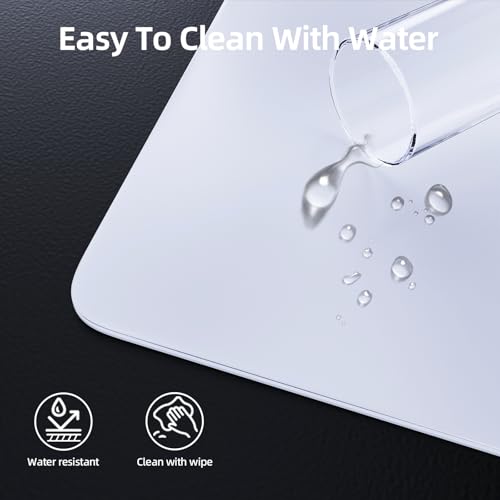 Attack Shark CM05 Contour Glass Gaming Mousepad,Nano-Micro-Etched Texture,Smooth Glass Surface,High Accuracy,Fast-Moving,Anti-Scratch, PU Leather Super Non-Slip Base,Large Size(17.7×15.7"),White - color: White, size: 17.7L x 15.7W inches