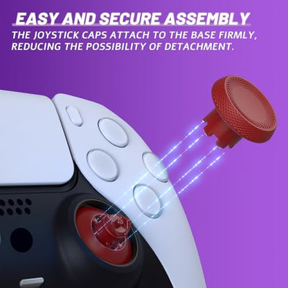 eXtremeRate ThumbsGear V3 Interchangeable Ergonomic Thumbsticks for PS5 Controller, Replacement Analog Thumb Sticks for PS4 Controller - Carmine Red 4 Height Adjustable Convex, Concave Grip Joysticks - color: Carmine Red