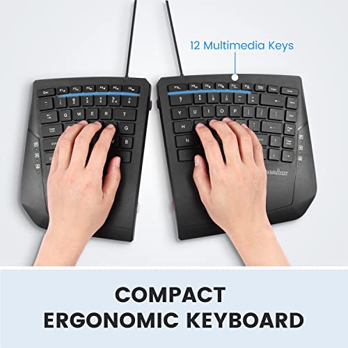 Perixx PERIBOARD-524B US, [Firmware Updated] Wired Ergonomic Split Keyboard - Up to 2 Ft Seperation - Adjustable Tilt Angle - Low Profile Membrane Keys - Black - US English - style: Wired