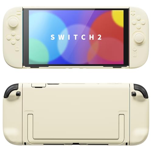 PlayVital Protective Case for Nintendo Switch 2 - Cute Dockable Hard Case Shell for Switch 2 with Thumb Grip & Sticker & Button Caps, Anti-Scratch & Shockproof Cover Skin - Antique Yellow - color: Antique Yellow
