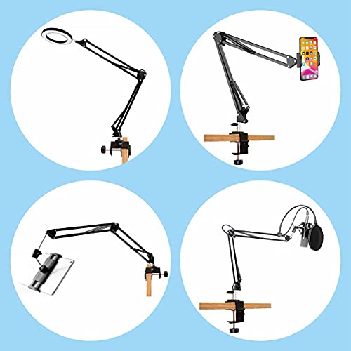 Replacement Heavy Duty C Clamp for 1/2” Base Magnifying Lamp,Desk Lamp,Swing Arm Lamp,Phone I pad Mount,Tablet Mic Holder,Table Mount Clamp for Microphone Stand Mic Boom Arm (G1 BLACK) - color: G1 Black