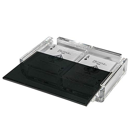 Modern Elegant Playing Card Deck Holder Tray with 2 Decks of Playing Cards in Unique Stylish Deluxe Acrylic Box with Color lid (Black) - color: Black