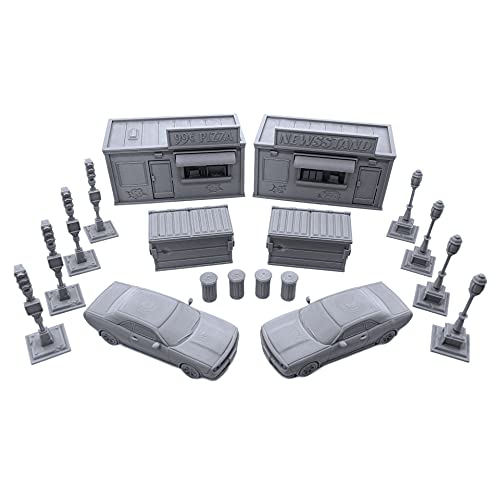 EnderToys Metro City Set, 3D Printed Tabletop RPG Scenery and Wargame Terrain for 40mm Miniatures