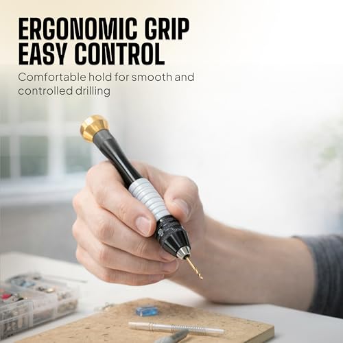 Pin Vise Hand Drill Manual with Micro Drill Bits, Jewelry Drill for Resin - style: Core – 18 Bits