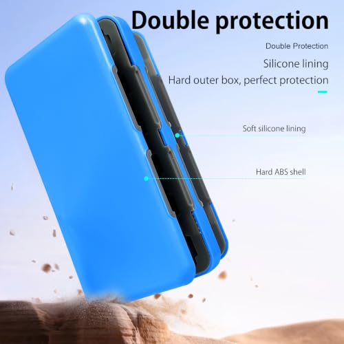 ONETIAOLONG Switch Game Case Holder for Switch 2 & OLED & Lite with 48 Cartridge Slots and 96 Micro SD Card Storage with Magnetic Closure,Protective Hard Shell and Soft Lining for Easy carrying - color: Sky Blue, style: 48-slots