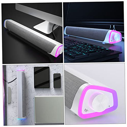 Angoily Computer Soundbar Gaming Soundbar for Monitor Dual Speaker Sound Box Stereo Speaker Music Player for White - color: White