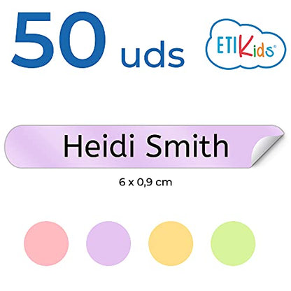 50 Personalized Adhesive Labels to Mark Objects 2.3 x 0.4 in. Waterproof Stickers to Mark School Supplies, Books, kindergartens Goods, Summer Camps, Children's Toys, etc. - color: Shapes