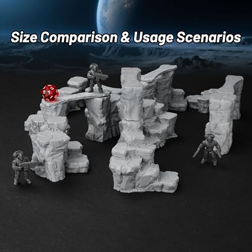 AUSPDICE RPG Terrain The Pit Canyon Scene for 28–32mm DND Campaigns TTRPG | Modular Scenery Set with Rock Bridges, TTRPG Structures, Map Accessories for Characters, Wargame and Roleplay Ready