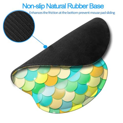 Ergonomic Memory Foam Wrist Support Mouse Pad Comfortable Padded Wrist Mousepads 9in X10in Pain Relief Desktop Mouse Mat (Green Mermaid Foam) - color: Green Mermaid Foam