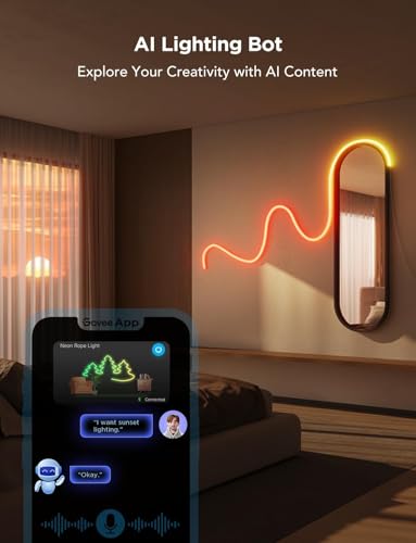 Govee RGBIC Neon Lights 32.8ft Works with Matter, Alexa, Google Assistant | LED Smart Neon Rope Light 2, Custom DIY Neon Strip Lights for Bedroom and Wall Decor, Softer Material, White - size: 32.8ft