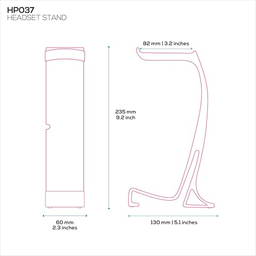 BRAINWAVZ Desktop Headphone Stand - Curved Hanger with Non-Slip Base & Cable Management- Compatible with SteelSeries, Sennheiser, Razer, Bose, Sony & More – (HP037) - color: HP037