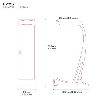 BRAINWAVZ Desktop Headphone Stand - Curved Hanger with Non-Slip Base & Cable Management- Compatible with SteelSeries, Sennheiser, Razer, Bose, Sony & More – (HP037) - color: HP037