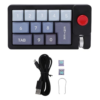 Fabater Mechanical Number Pad, Wired USB Numeric Keypad with 12 RGB LED Backlight and Joystick Roller, 12 Keys Macro Keyboard for Laptop PC Gaming, Numpad for Laptop Computer (Black) - color: Black