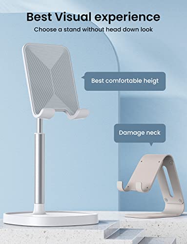 LISEN Phone Stand for Desk, Cell Phone Holder, White Gaming Accessories | Phone Stand White, Adjustable Phone Stand for Desk, Phone Stand, iPhone Stand Compatible with Switch iPad, 4-10 in Devices - color: White