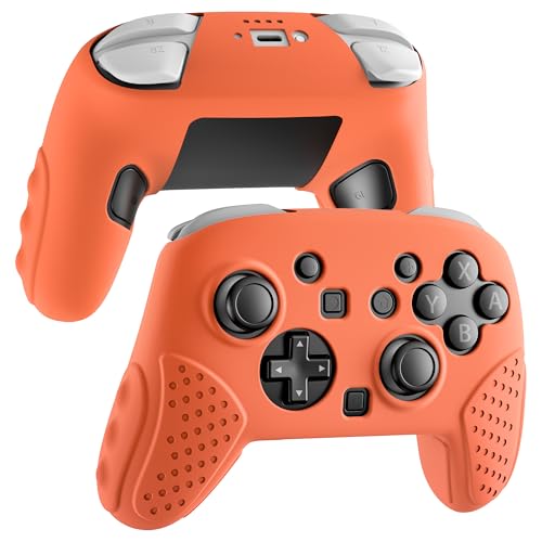 RHOTALL Silicone Cover Skin for Nintendo Switch 2 Pro Controller, Ergonomic Soft Anti-Slip Controller Grip Protector, Comfortable Case Design - Orange - color: orange