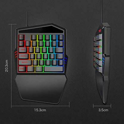 PC One-Handed Keyboard Ergonomic Mechanical Gaming Keypad with 35 Keys Wrist Rest Colorful Backlight for Laptop/Computer/Mobile Phone/Tablet