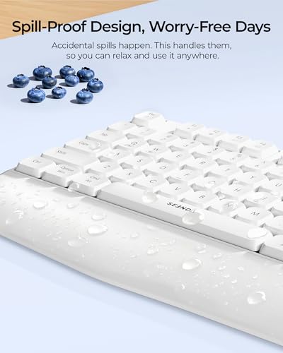 seenda COE200 Wireless Bluetooth Keyboard and Mouse Combo with Wrist Rest | USB/Bluetooth multi-device switching, quiet keys & clicks, full-size ergonomic set for PC, laptop, Mac, MacBook, White - color: White