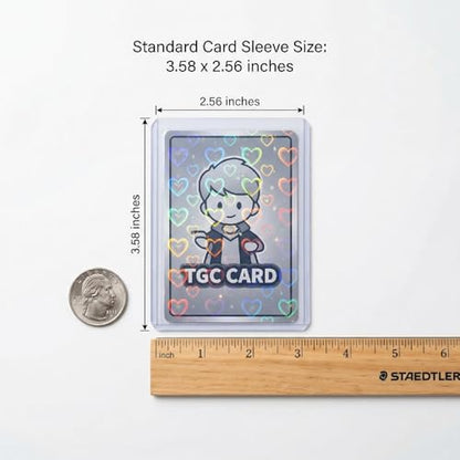 Photocard Sleeves 3.58x2.56 in Love Heart Shape Laser Flashing Holographic Foil Protective Covers for Card Enthusiasts，100 PCS
