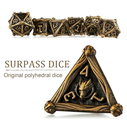 Surpass DND dice Set Metal dice Role Playing Metal Polyhedral Dice Dungeons and Dragons Dice (Gookin) - color: Gookin