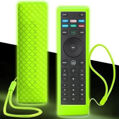 Case for Vizio TV Remote, Cover Compatible with Vizio Smart TV Remote Control XRT136 / XRT140 Silicon Universal Sleeve Skin Glow in the Dark Green - color: Glow Green