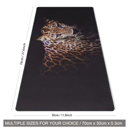 Gaming Mouse Pad XL 27.56”x 11.81”, Leopard Mouse Pad，Black Desk Pad, Pad for Keyboard and Mouse, Computer Desk Pad, Spill-Proof Surface and Anti-Skid Base 70 x 30cm - color: Leopard, size: 27.6L x 11.8W inches