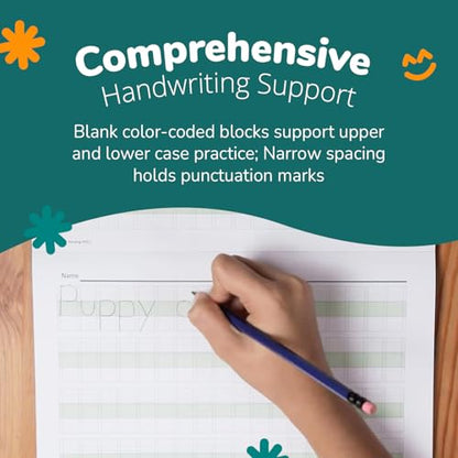 Channie’s Quick & Neat Alphabet Writing Pad, Practice Handwriting, 80 Pages Front & Back, 40 Sheets, Pre Kindergarten Books & First Grade Workbook, Homeschool Learning Supplies, Size 8.5” x 11” - style: Quick & Neat Alphabet Pad