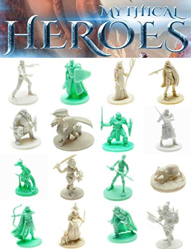 Mythical Heroes Mini Figure Set for RPGs - 93 Pcs in 16 Designs - Heroes and Monsters - Suitable Size for DND