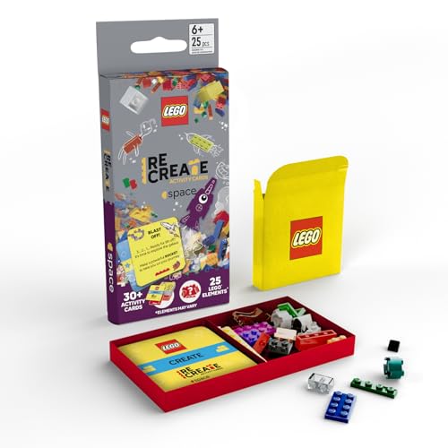 LEGO Recreate Activity Cards – Space | Outer Space Building Game with 30+ Activity Cards & 25 LEGO Elements | Ages 6+ - style: Space
