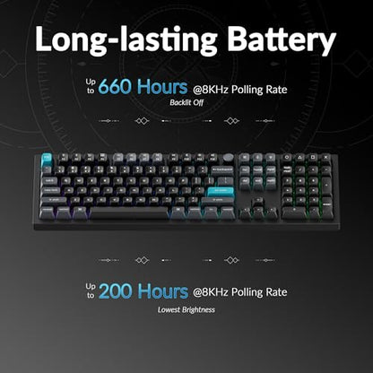 Keychron Q6 Ultra 8K Polling Rate Aluminum Wireless Mechanical Keyboard, 2.4 GHz/Bluetooth/Wired Full-Size Custom RGB, Hot-Swappable Silk POM Brown Switch for Mac Windows Linux - Black - color: Brown Switch