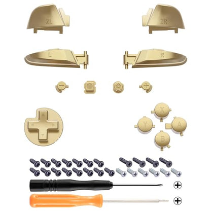 eXtremeRate Metallic Champagne Gold Repair ABXY D-pad ZR ZL L R Keys for Nintendo Switch Pro Controller, DIY Replacement Full Set Buttons for Nintendo Switch Pro Controller - Controller NOT Included - color: Champagne Gold