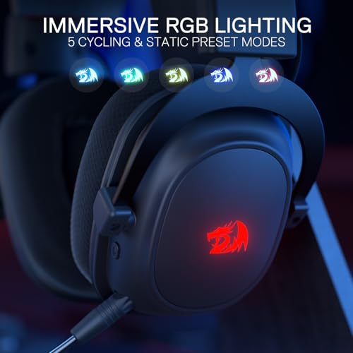 Redragon H510 PRO 3-Mode RGB Gaming Headset - 7.1 Surround Sound - 53MM Audio Drivers in Memory Foam Ear Pads w/Durable Fabric Cover- Multi Platforms Headphone - USB Powered for PC/PS4/NS - color: Black Wireless H510 PRO