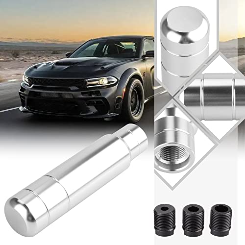 BARTOO Aluminum Weighted Manual Shift knobs, Long Stick Shift Knob Gear Shifter Knobs, Car Accessories Lever Cover Head Universal Shifter Knobs with 3 Threaded Adapters (Silver) - color: Silver