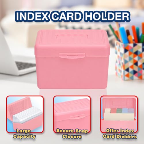 H4D Index Card Holder 4x6 Inches with 25 Plastic Dividers, Light Pink - color: Light Pink, size: 4x6 inch