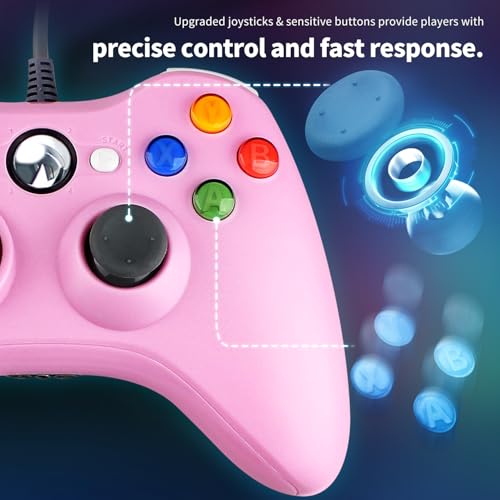 OSTENT Wired USB Controller Gamepad Joystick for Microsoft Xbox 360 Console Windows PC Laptop Computer Video Game Color Pink - color: Pink