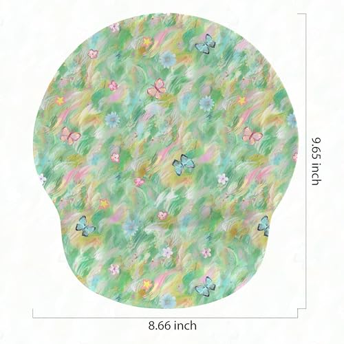 Ergonomic Mouse Pad with Wrist Support,Non-Slip Rubber Base for Computer Laptop & Mac,Lightweight Rest for Home,Office & Travel (Green and Buttflies) - color: Green and Buttflies