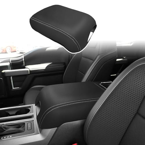ramue Center Console Armrest Cover for Ford F150 2015-2020 Bucket Seat Only | for F250 F350 F450 2017-2022/Expedition 2018-2024，Anti-Scratch ， Non-Slip ， PU Leather ，Easy Install - size: for F150 13th Gen(Bucket Seat Only)