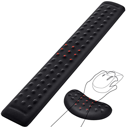 Gimars Upgraded Keyboard Wrist Rest with Massage Dot, Ergonomic Wrist Pad for Pressure Release & Wrist Massage, Soft Memory Foam Wrist Support for Pain Relif, Full Size for Computer,Home,Office,Gaming - color: Black-massgae Dot1
