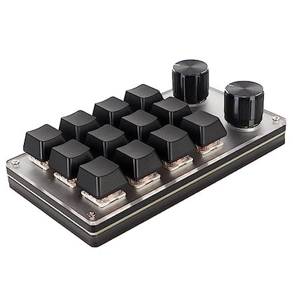 Yoidesu One Handed Macro Mechanical Keyboard, Gaming Keypad Fully Programmable Keys Red Switches, DIY Programmable Shortcut Custom USB Mini Keypad for Desktop PC (12 Keys)