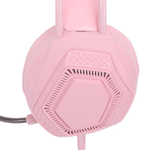 ASHATA Wired Gaming Headset, Computer Headset with Noise Cancelling Mic, 7.1 Surround Sound RGB Headphones 50mm Driver Unit Memory Foam Earpads, 3.5mm Wired (Pink) - color: Pink