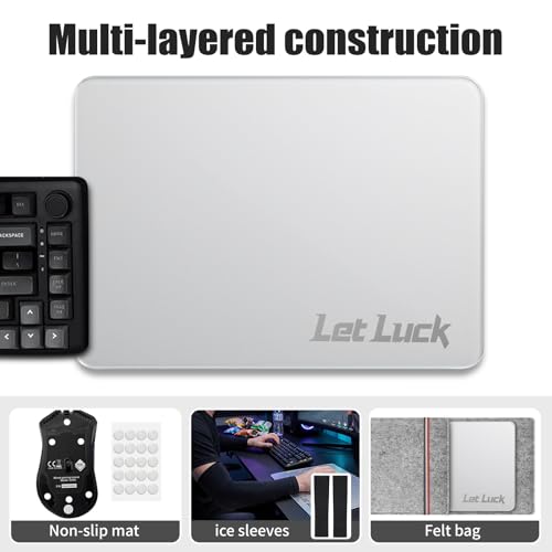 Glass Gaming Mouse Pad | 15.7x11.8 inches | Ultra-Smooth Micro-Etched Surface | Professional Esport Tempered Glass | Non-Slip Silicone Base | Equipped with a Portable Bag