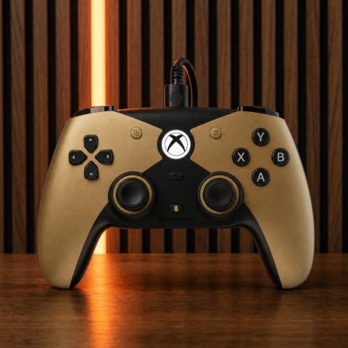 Hyperkin The Competitor Wired Controller for XBOX Series X|S, XBOX One & PC with Hall Effect Joysticks & Impulse Triggers; Symmetrical Layout & Precision D-Pad - Officially Licensed XBOX - Midas Touch - color: 골드.